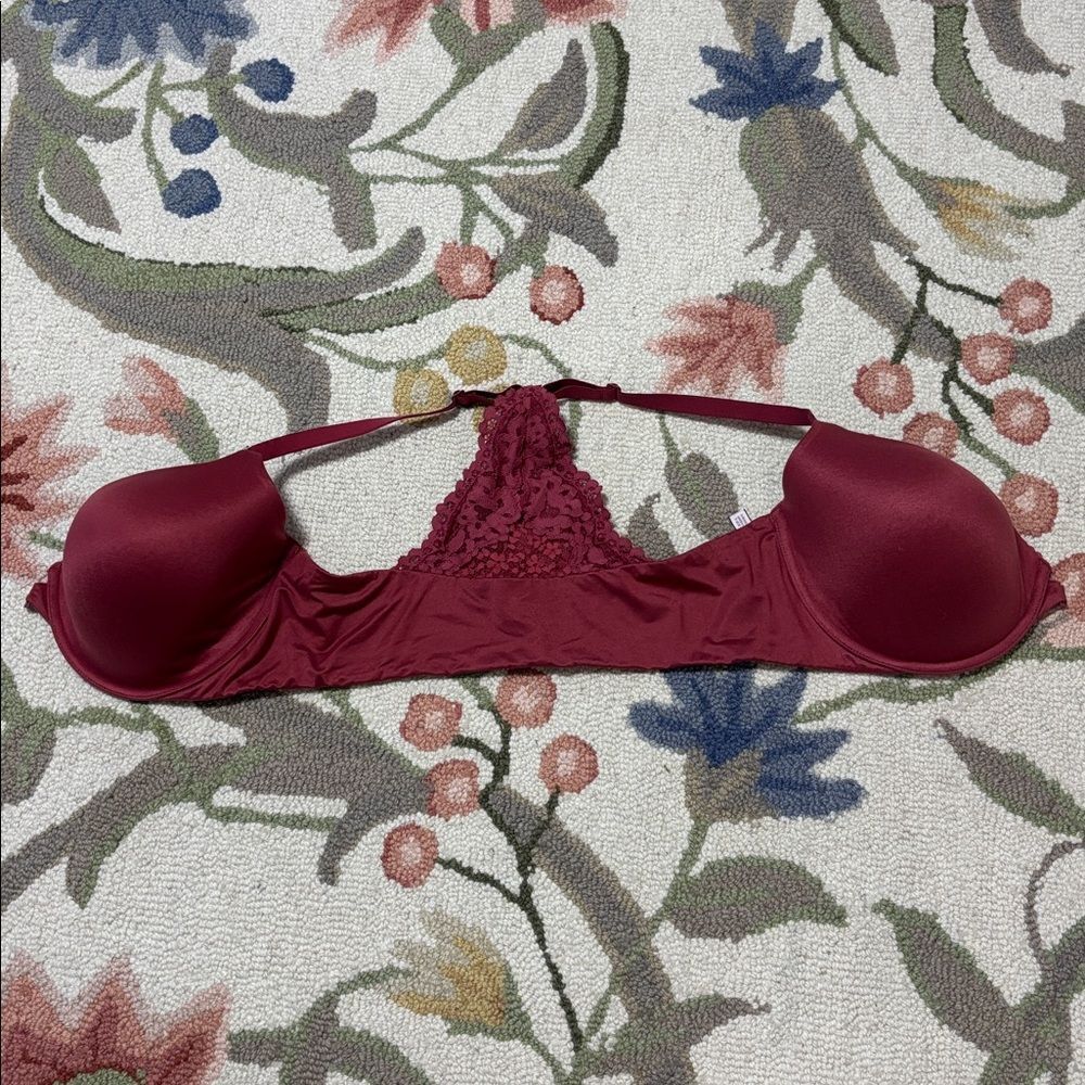 Victoria's Secret Body by Demi Deep Red Lace Racerback Bra, front hook, 38DD - Picture 4 of 6